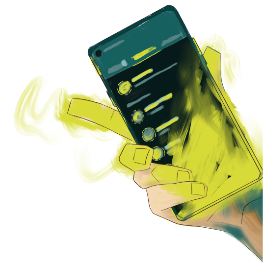 RE.NE Handy in der Hand